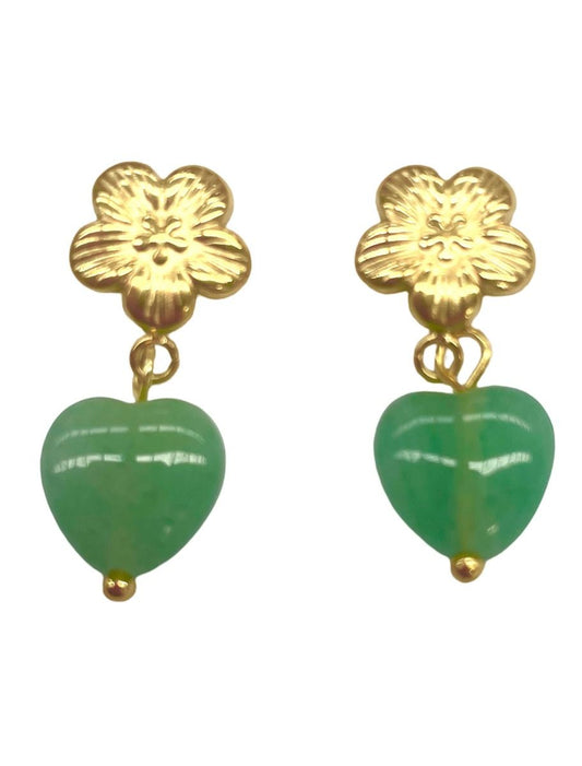 18K gold plated green heart E/R