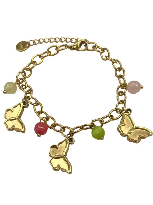 18K gold plated butterfly charm bracelet