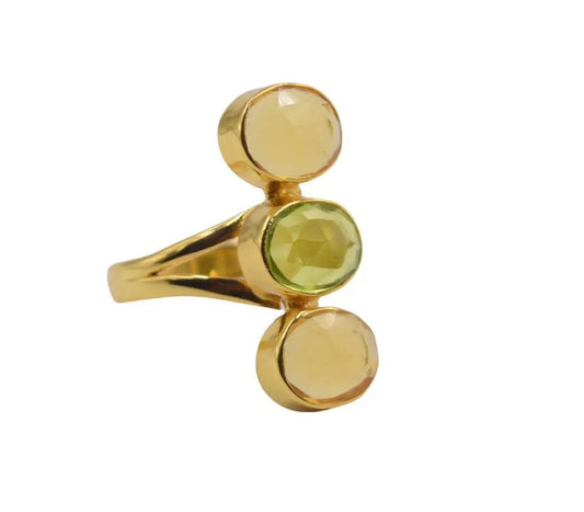 18 k Gold plated ring citrine/peridot