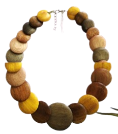 Chunky Short Wooden Beaded Necklace n6-2904Wy