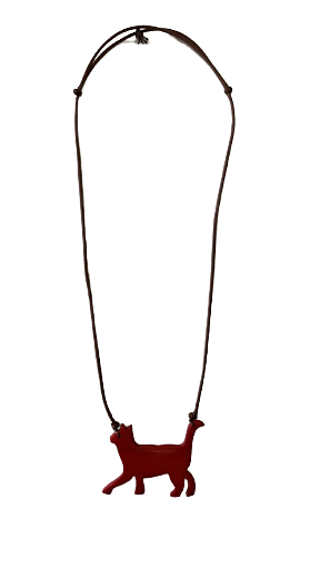 Walking Wooden Cat Necklace N6-5413TY