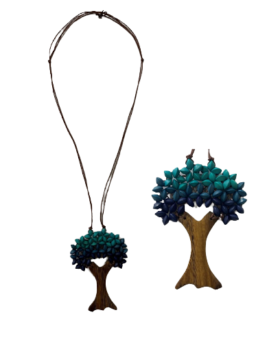 Tree of Life Star Shaped Leads - Wooden Necklace N6-5452DGE