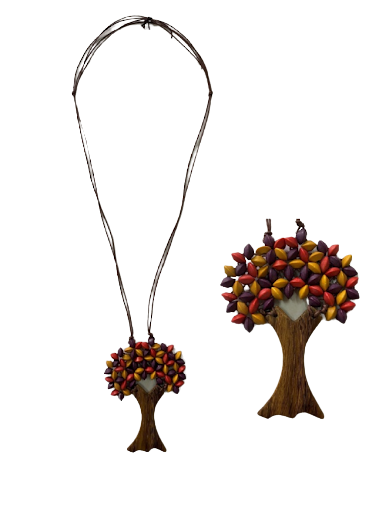 Tree of Life Star Shaped Leads - Wooden Necklace N6-5452DGE