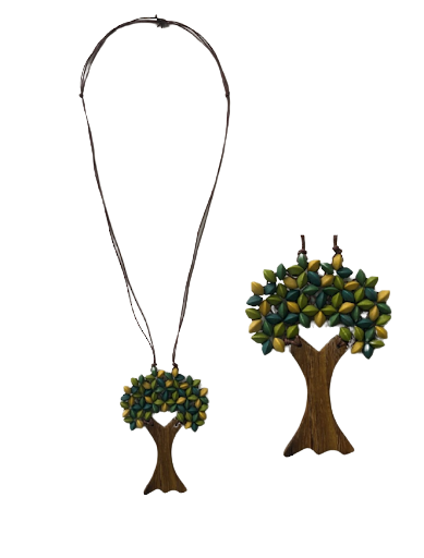 Tree of Life Star Shaped Leads - Wooden Necklace N6-5452DGE
