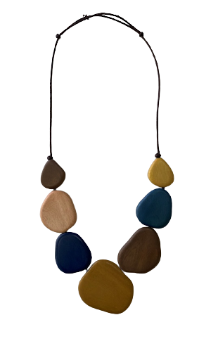 Beach Colour Inspired Wooden Beads Necklace N7-343CME