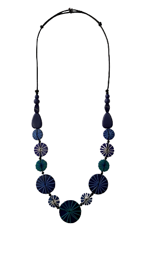 Blue Embroidered Necklace N7-349C