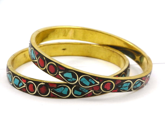 S/2 inlay turquoise bracelets