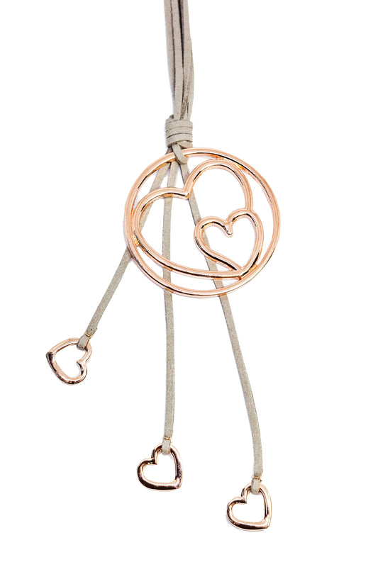 Rose Heart Pendent Grey Cord
