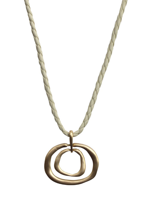 Matt gold n&#039;klace white cord