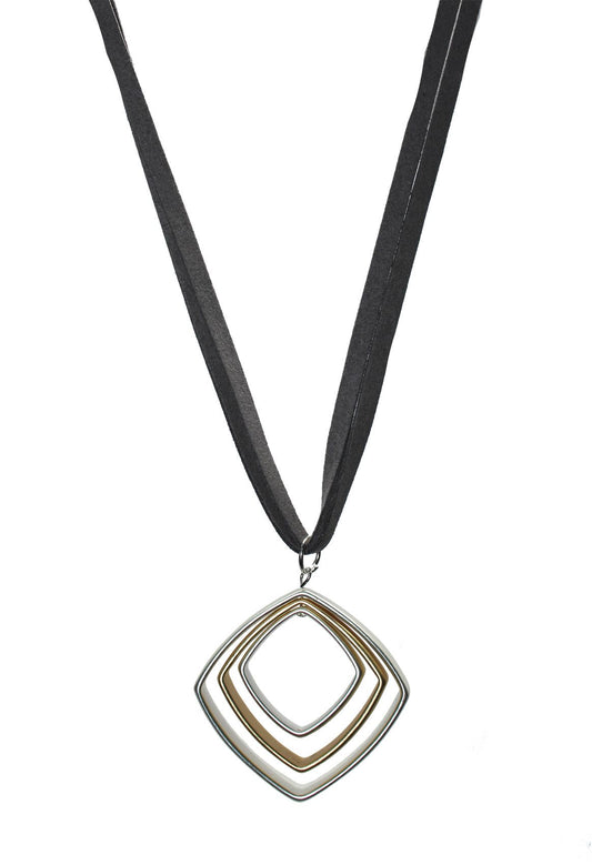 Matt silver & gold w grey cord