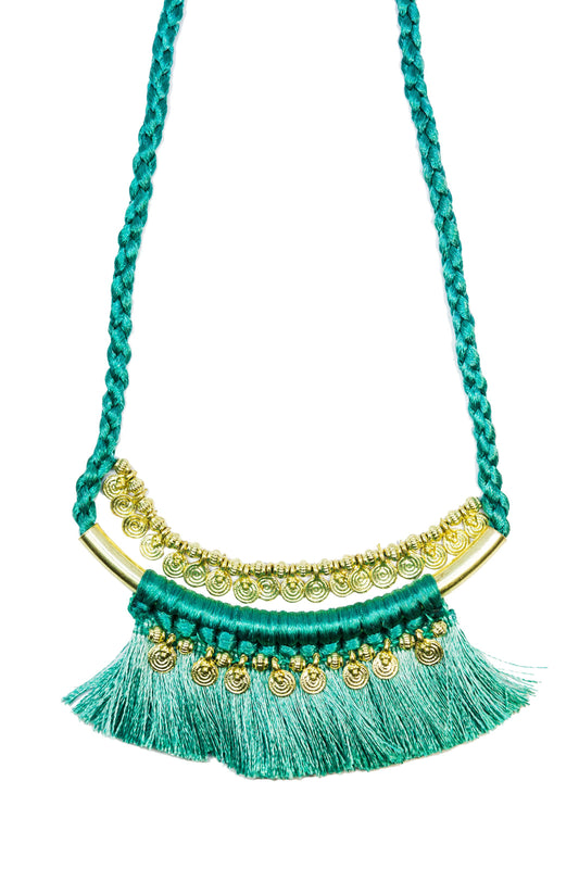 Teal Necklace w/ Brass