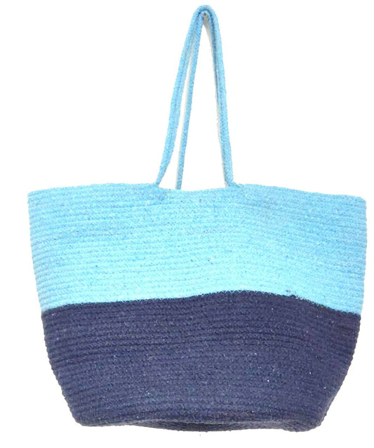 Blue cotton woven bag 30x30cm (light & dark blue)