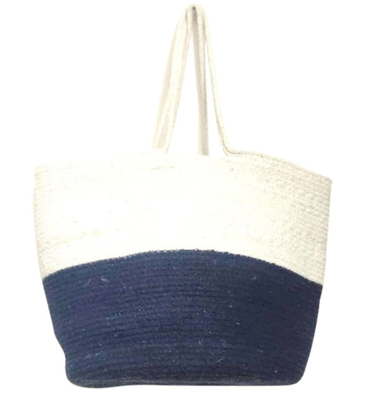 Cotton woven bag White /blue 30x30 cm