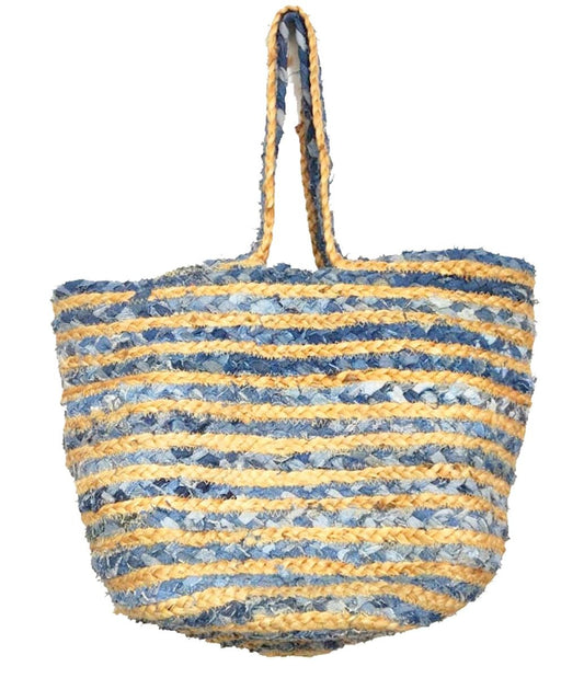 Jute/denim woven bag 53x33 cm