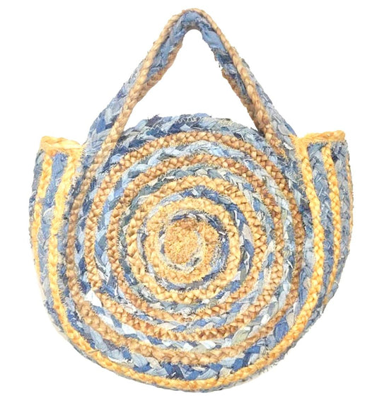 Multi denim jute bag 33cm