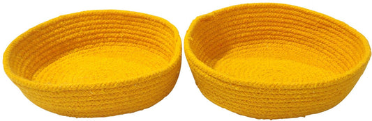 S/2 mustard yellow storage baskets 18x6 /21x7 cm