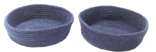 S/2 navy cotton storage baskets 18x6 /21x7 cm