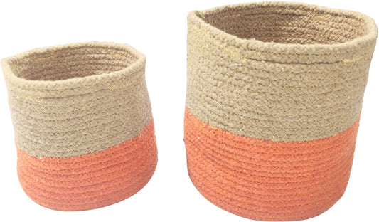 S/2 orange natural cotton planters 20x20 /15x15 cm