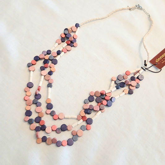 Multi-Layered Wooden Beaded Necklace N6-5074GJA