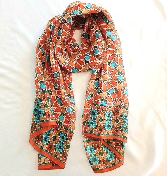 Pure Silk Scarf Geometrical Stars Design PS-1141