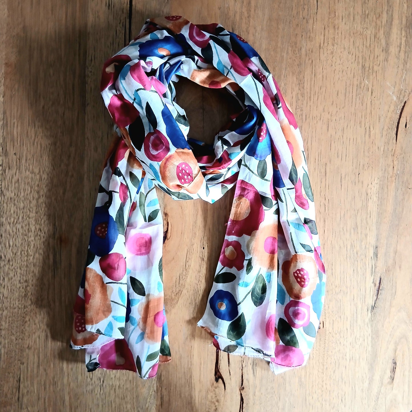 Leaves and Poppy Cotton Scarf 67128