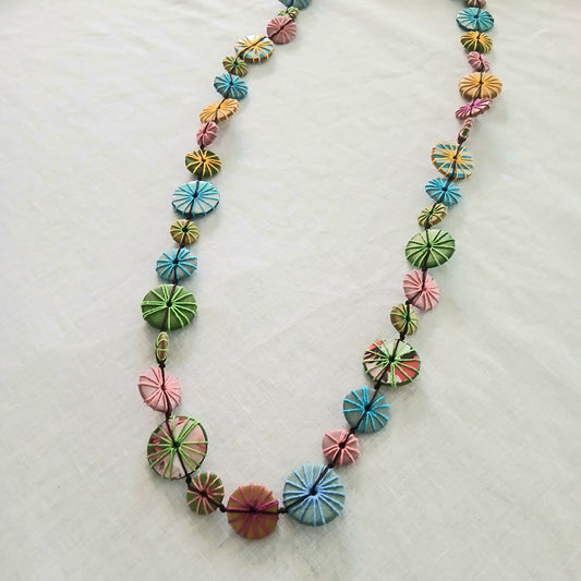 Embroidered Wooden Beaded Necklace N6-5734X