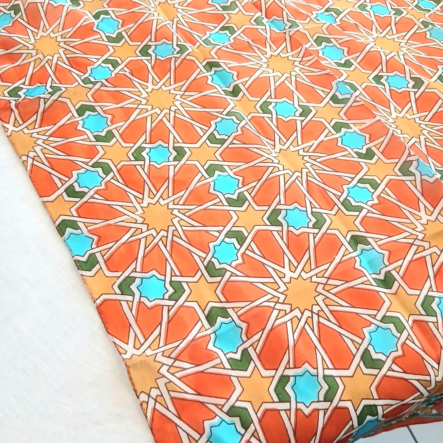 Pure Silk Scarf Geometrical Stars Design PS-1141