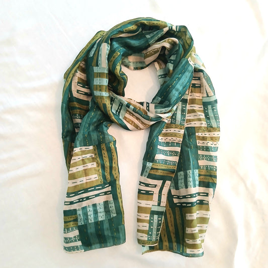 Pure Silk Scarf Lines and Symmetry Design Large TS-1149