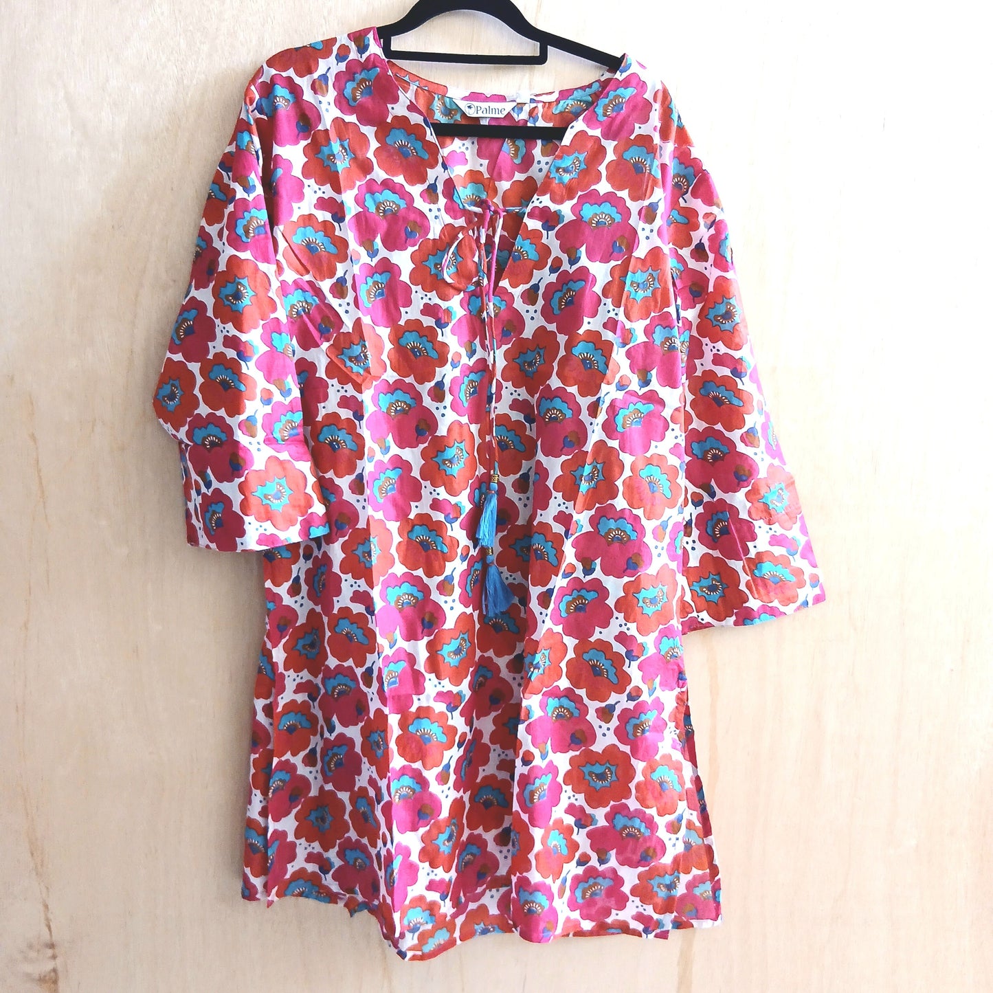 V Neck Cotton Shirt with String 67145