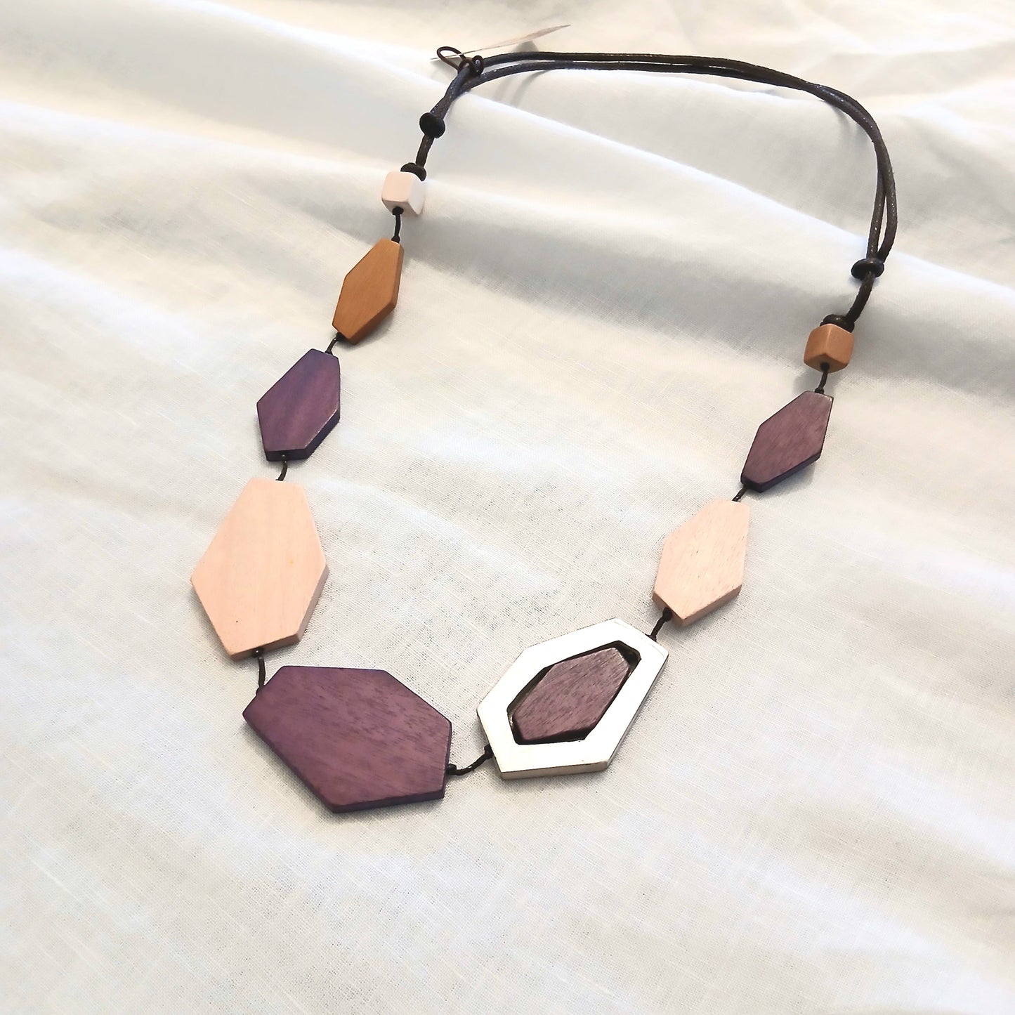 PRE-ORDER Diamond Shaped Wooden Beads and Silver N7-1346