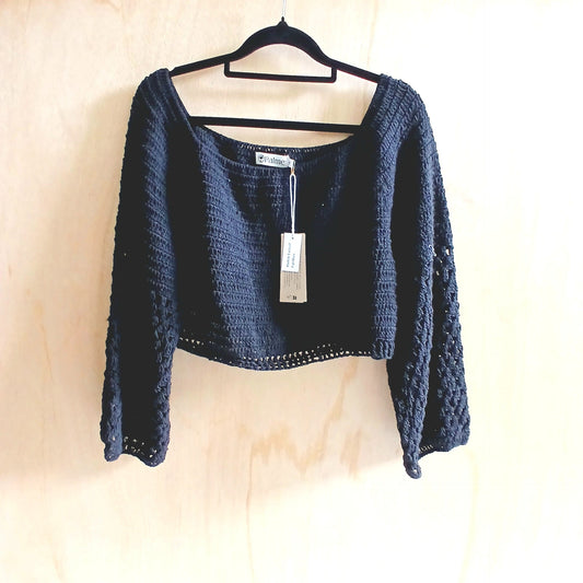 Black Crochet Short Summer Top