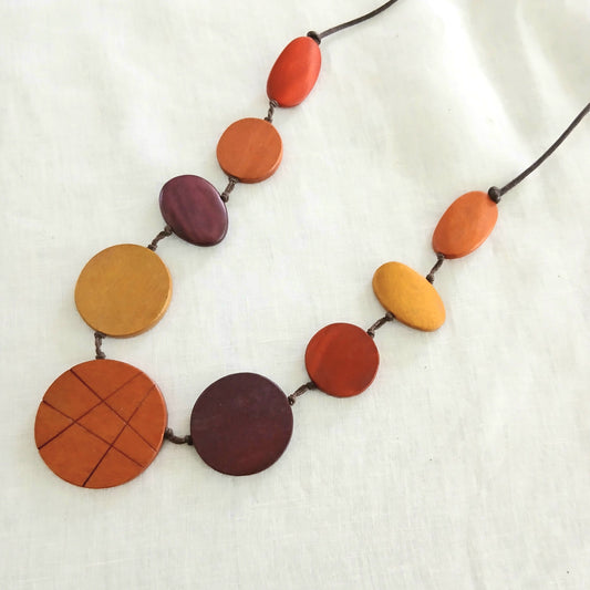 Circles and Ovals Necklace Wooden N7-965