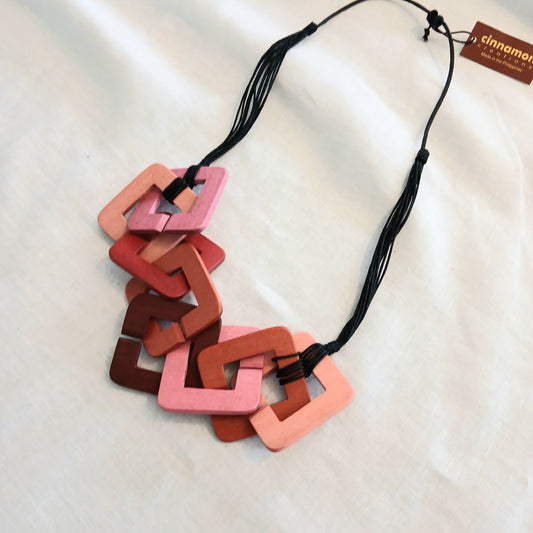Intergrated Wooden Cubes Necklace N6-6197DHU