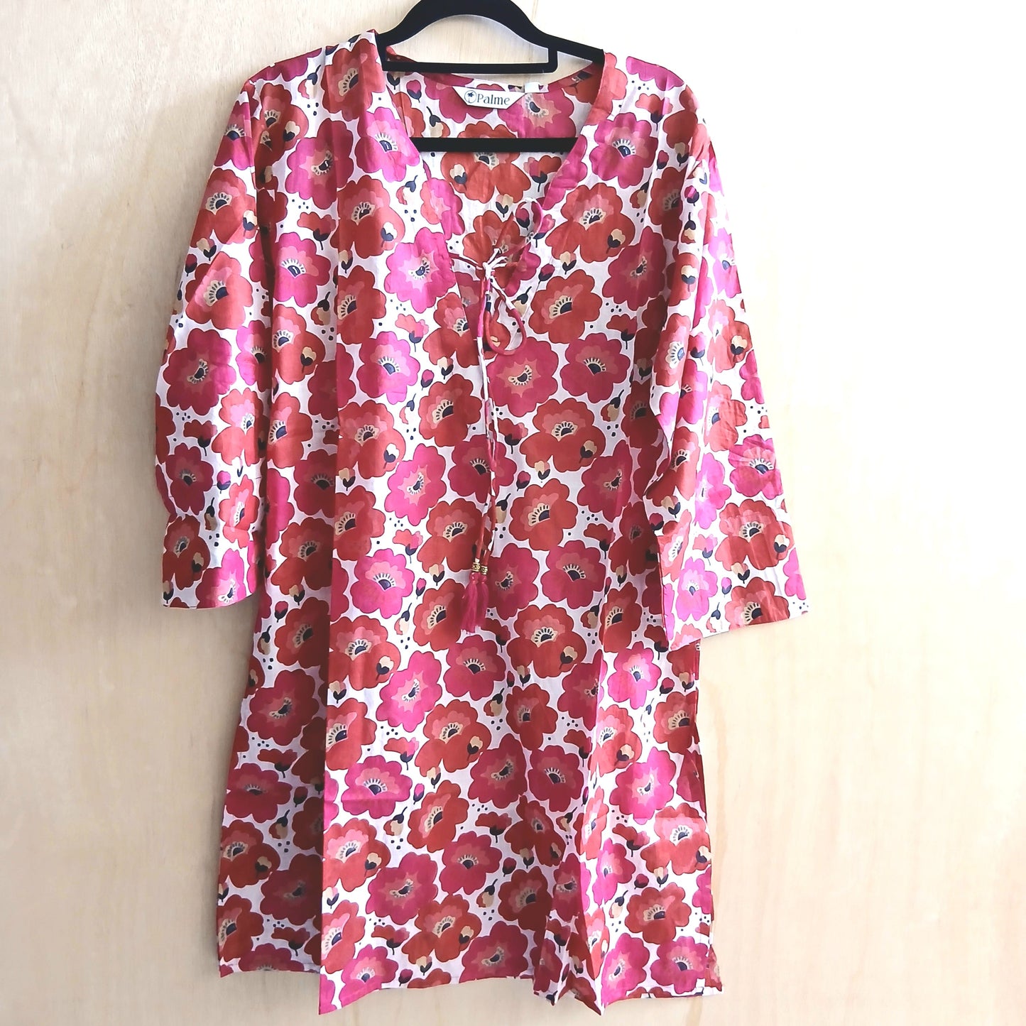 V Neck Cotton Shirt with String 67145
