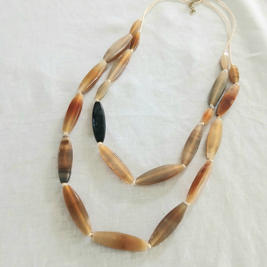 Long Shell Beaded Necklace 2-Layered NK-34047-A