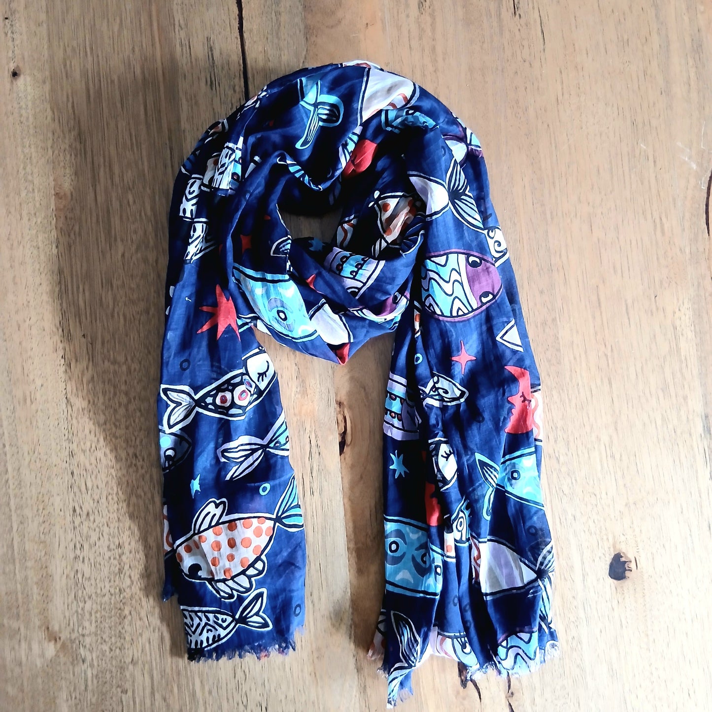 Fish and Moon Cotton Shawl 67373