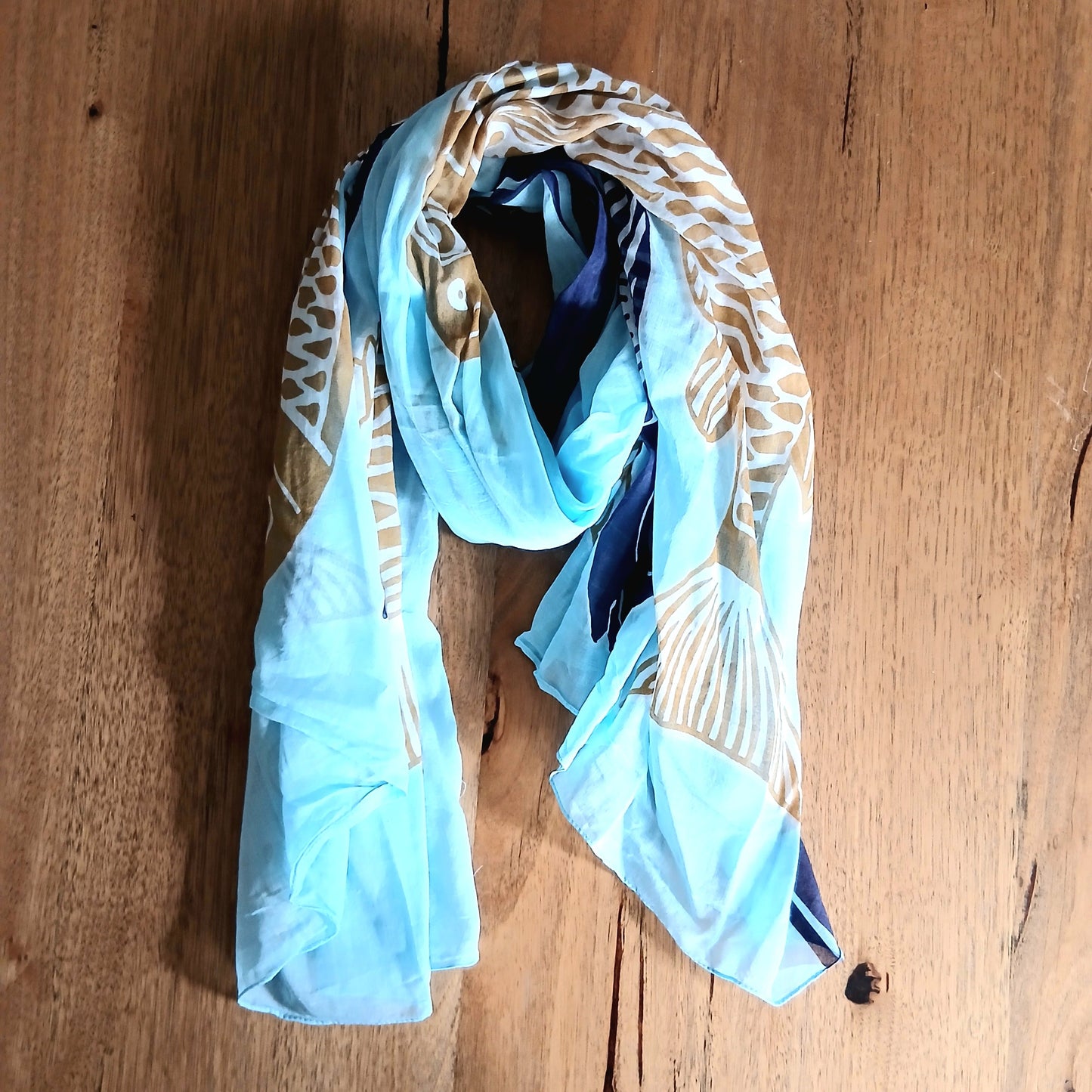 Large Fish Cotton Shawl 67261