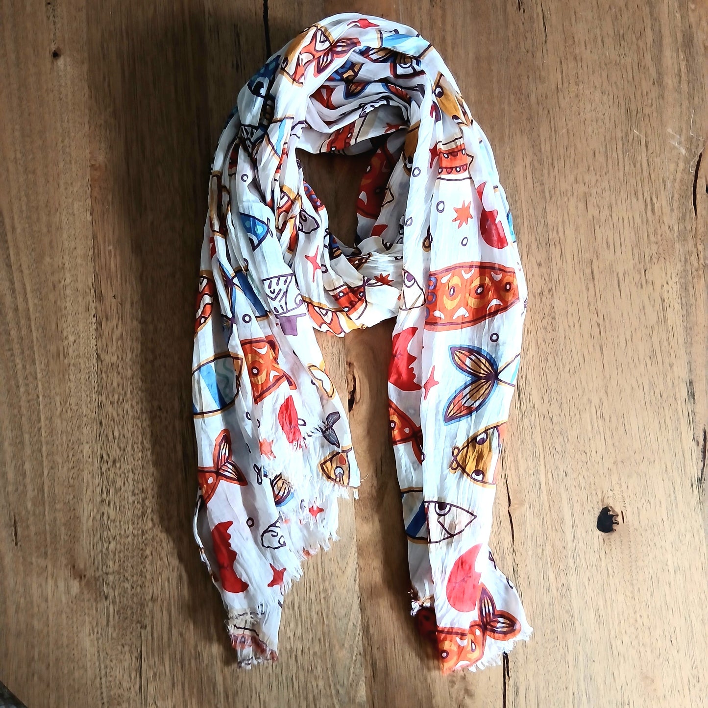 Fish and Moon Cotton Shawl 67373