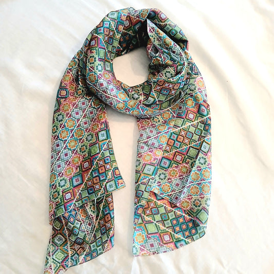 Pure Silk Scarf Geometrical Art ZS-1030/L