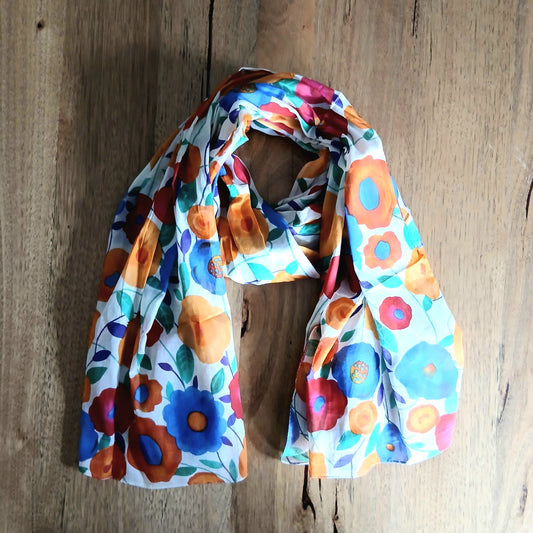 Leaves and Poppy Cotton Scarf 67128