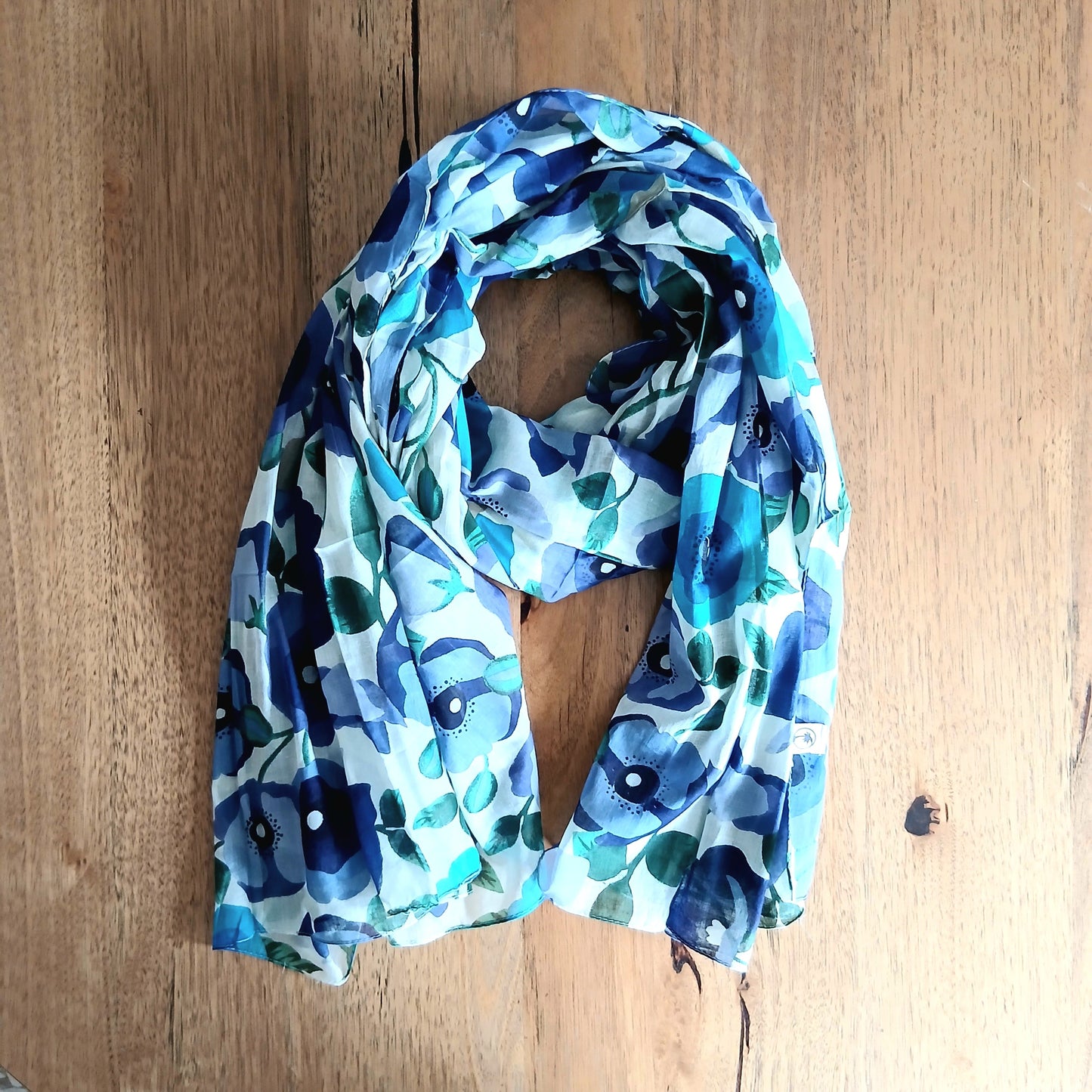 Leaves and Poppy Cotton Scarf 67128