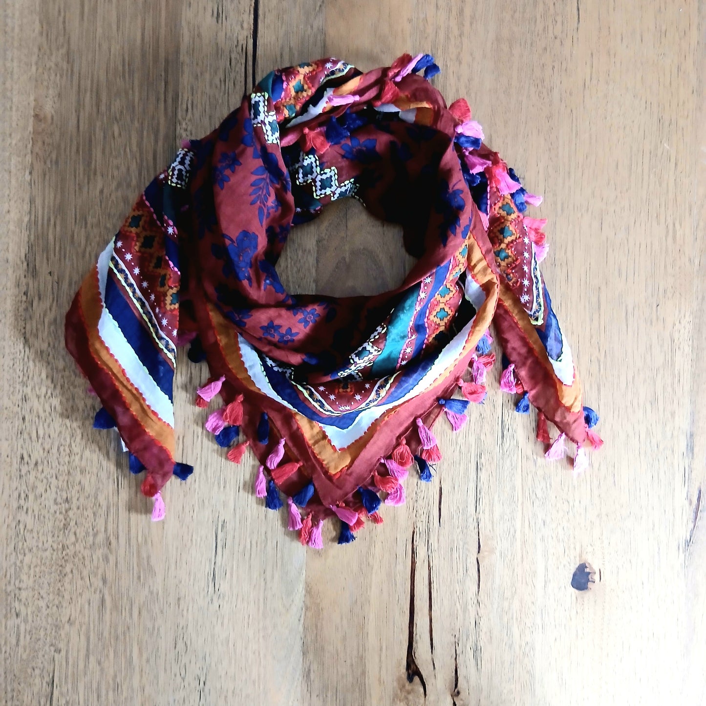 2-Tone Cotton Embroidered Scarf 60532