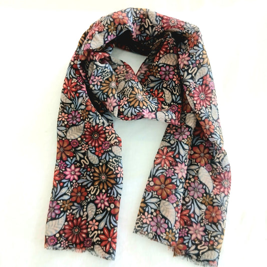 Wool Scarf Floral Print WS-1063/L