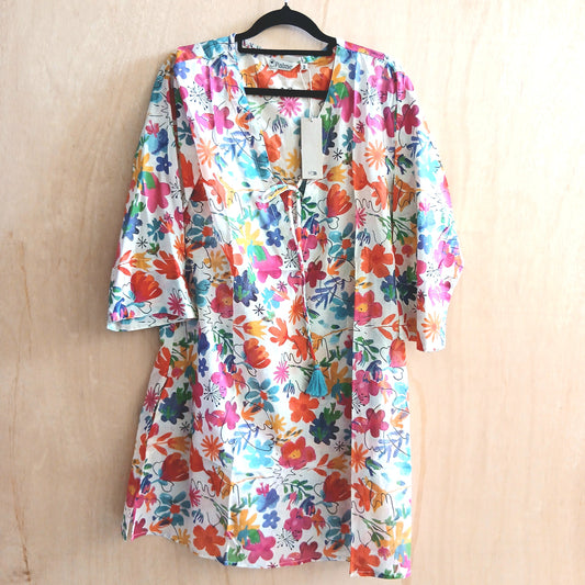 V Neck Cotton Shirt with String 67145