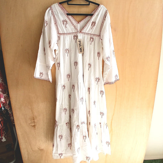 Long Pure Cotton Summer Dress with Long Sleeve 67048