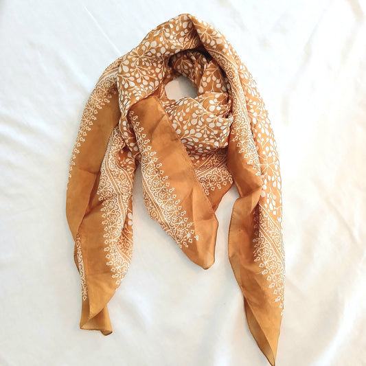 Pure Silk Scarf Dark Golden Art PS-1156