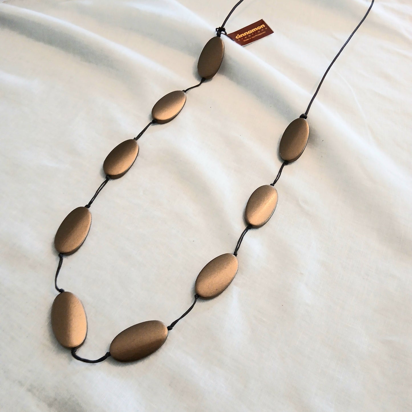 Oval Shaped Wooden Bead Necklace N6-2375N