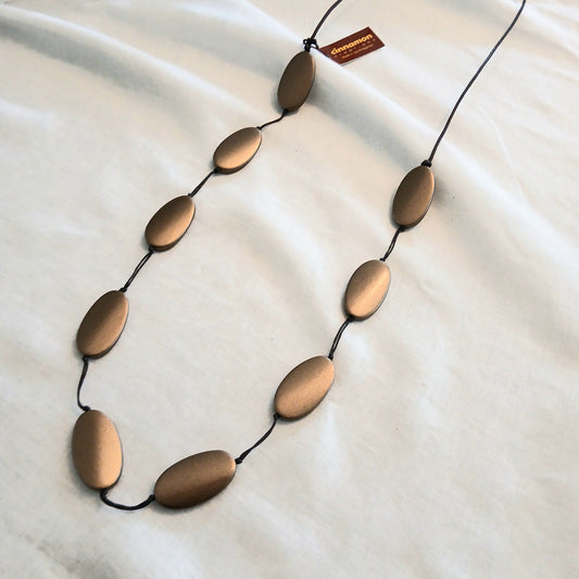 Oval Shaped Wooden Bead Necklace N6-2375N