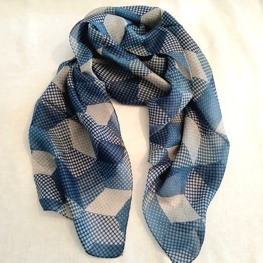 Silk Scarf - Blue and Camel 5514/L