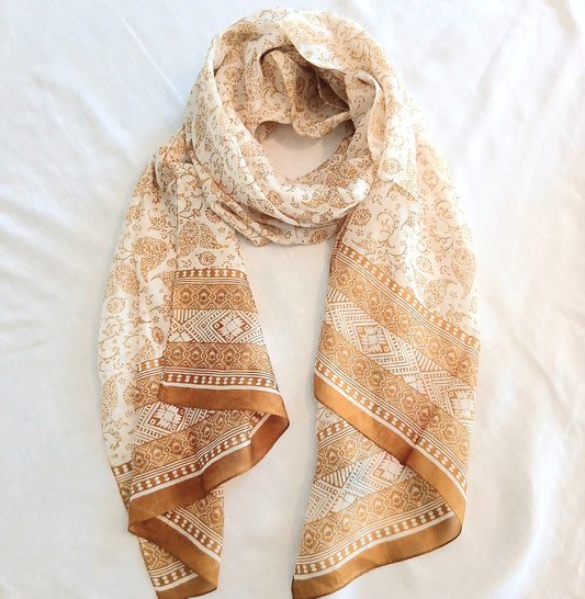 Pure Silk Scarf Golden Art PS-1056